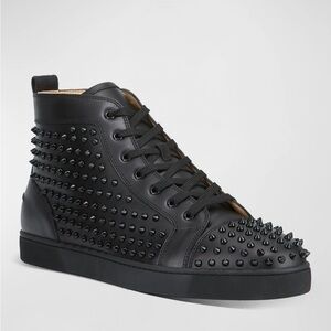 AUTHENTIC MEN’S LOUIS MID-TOP SPIKED LEATHER SNEAKERS